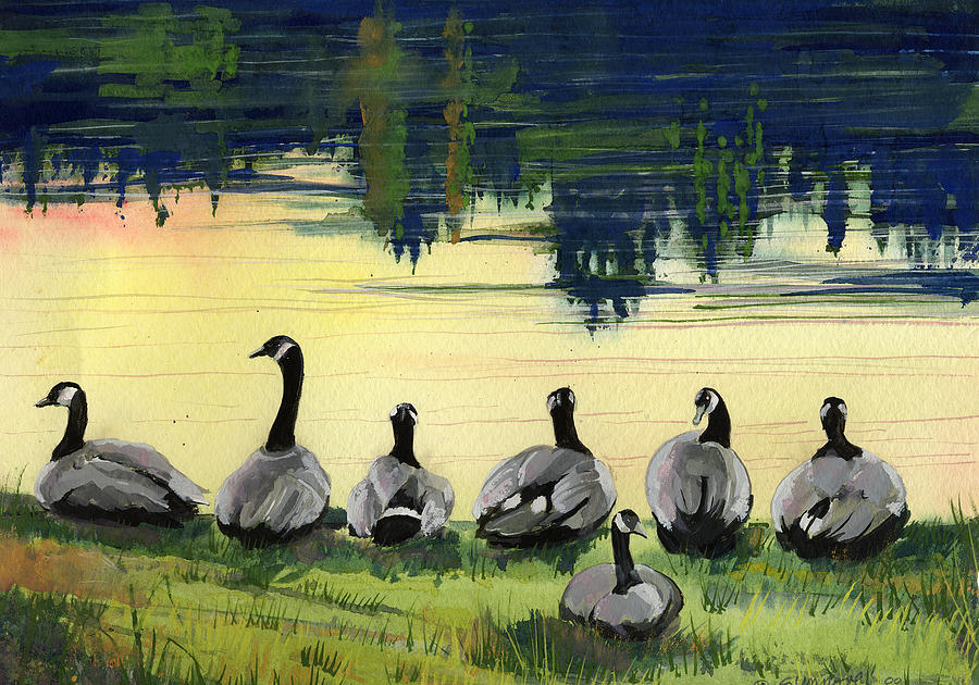 Canada Geese Painting by Synnove Pettersen