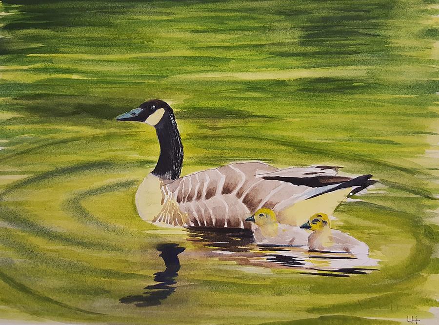Canada Goose Family Painting by Bruce Holder
