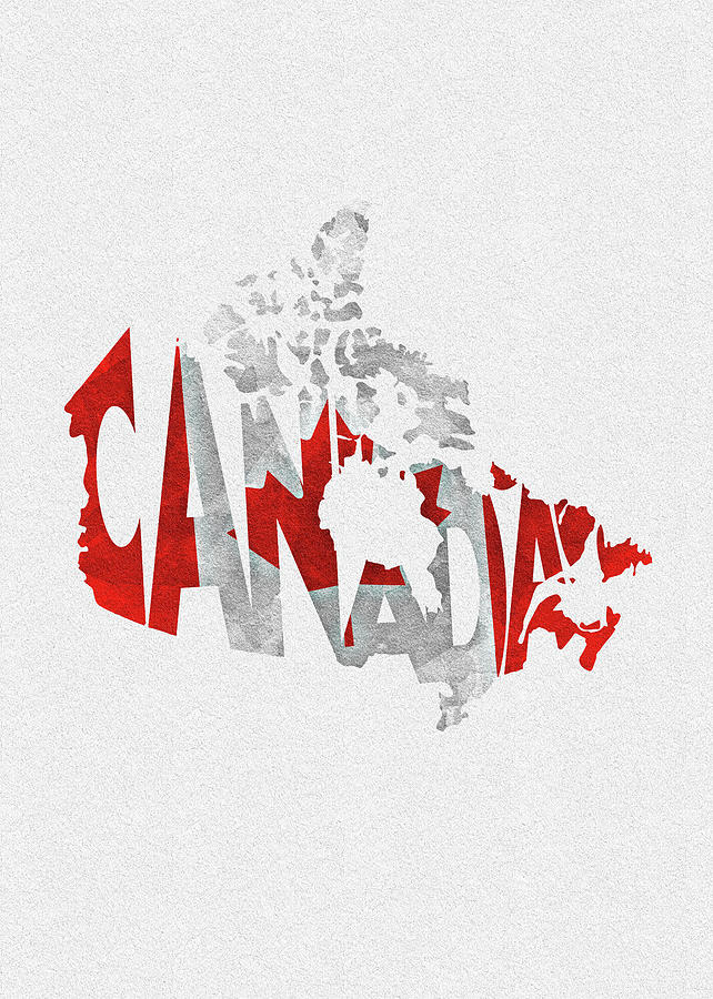 Typography Digital Art - Canada Typographic Map Flag by Inspirowl Design