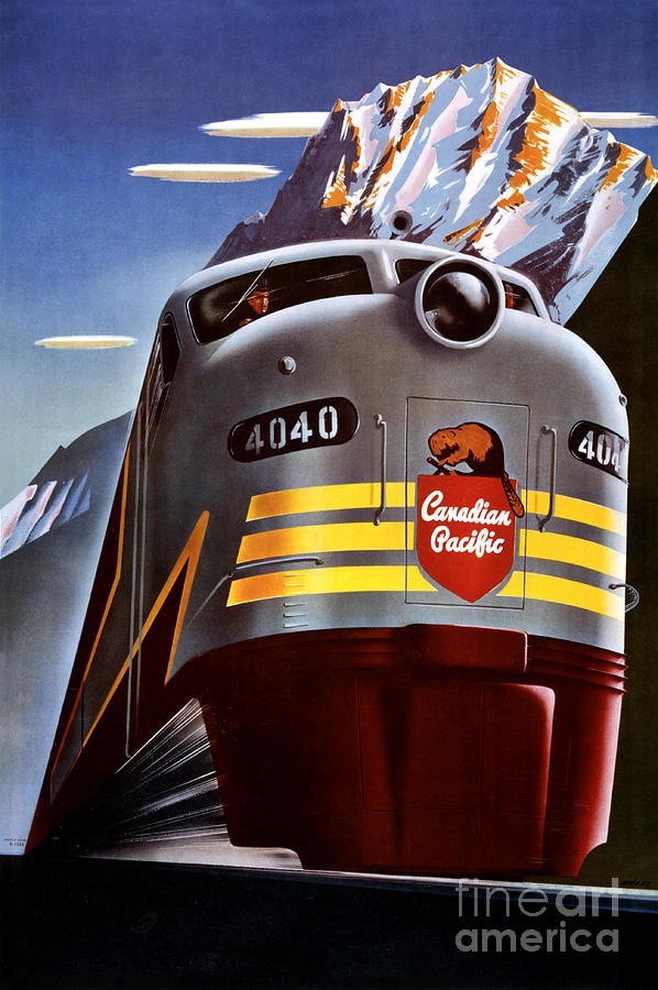Vintage Painting - Canada Vintage Railroad Travel Poster Restored by Vintage Treasure