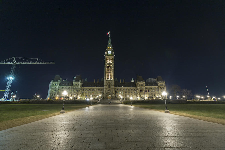 Canadas Parliament Buildings at night Photograph by Josef Pittner