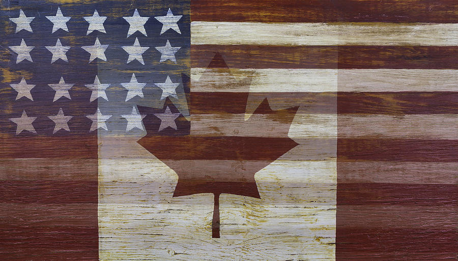 Still Life Photograph - Canadian American Flag by Garry Gay