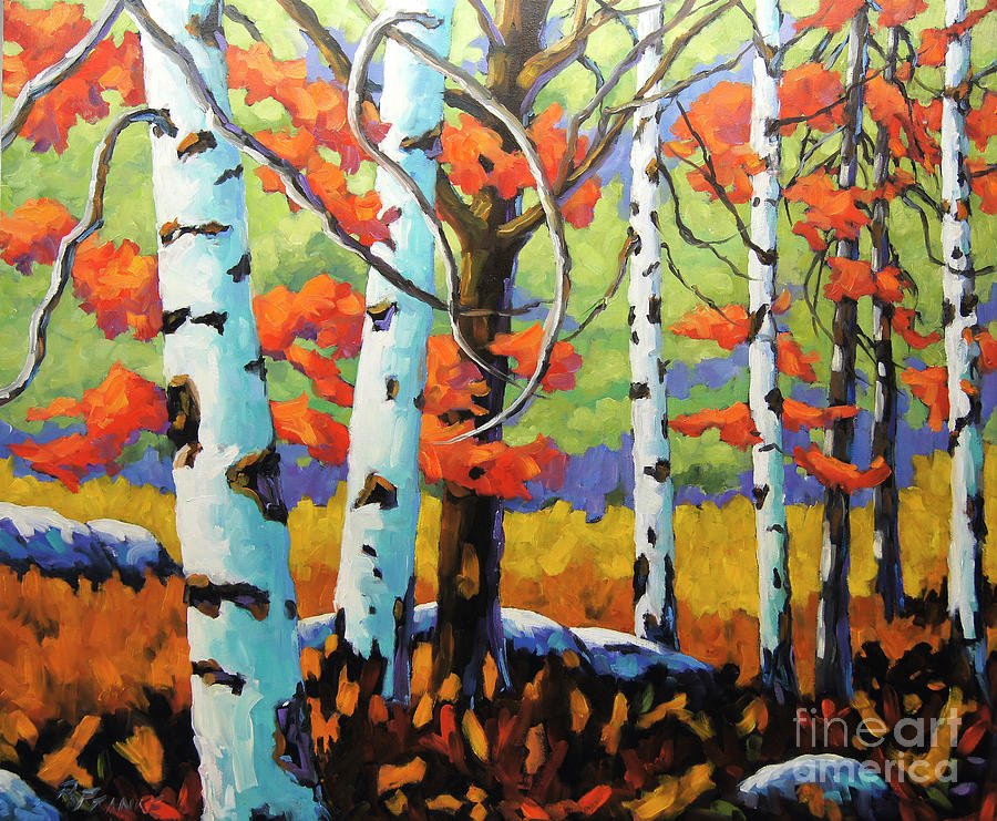 Canadian Birch Woods Painting by Richard T Pranke