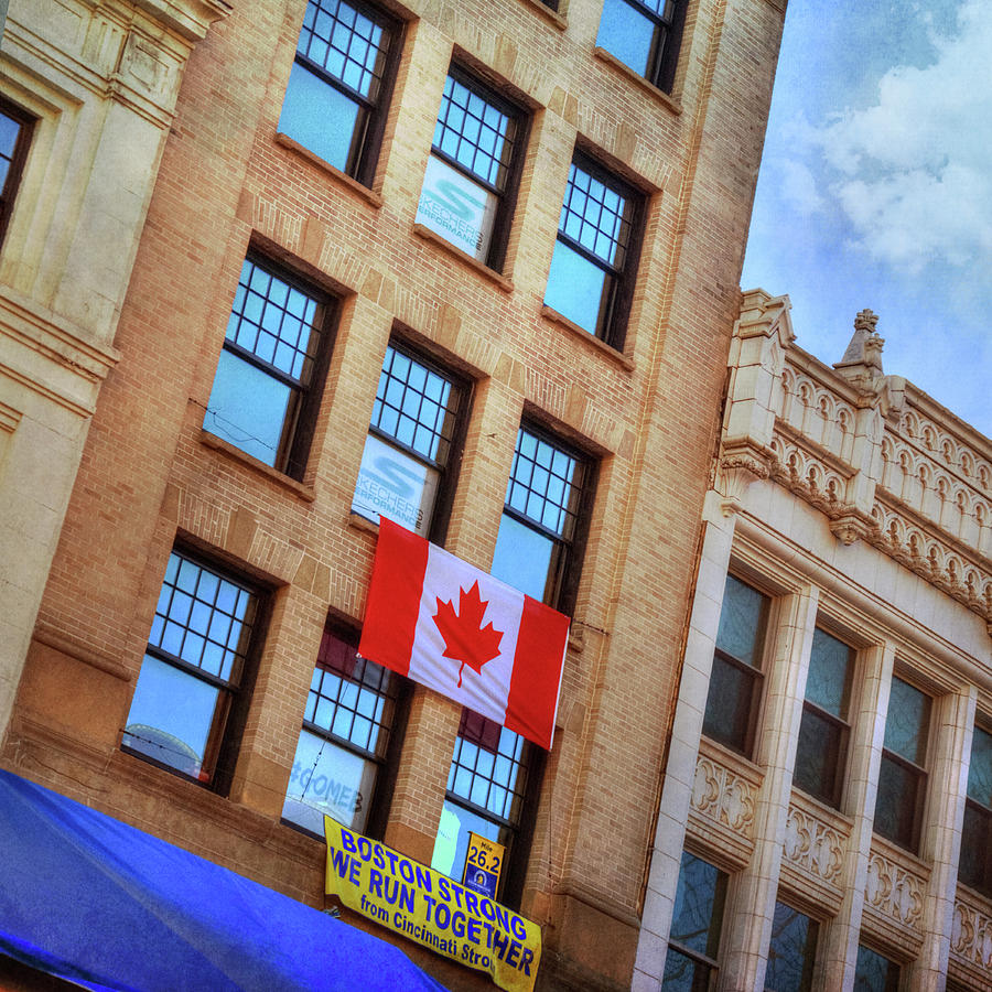 Canadian Flag on Building - Boston Marathon Photograph by Joann Vitali