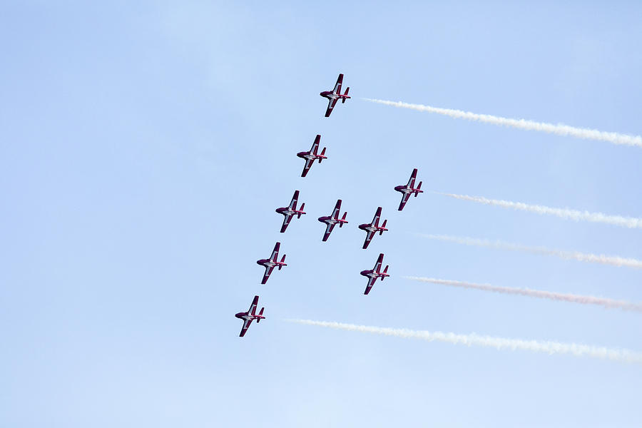 Canadian Forces Snowbirds in a Wineglass Formation Photograph by Michael Russell
