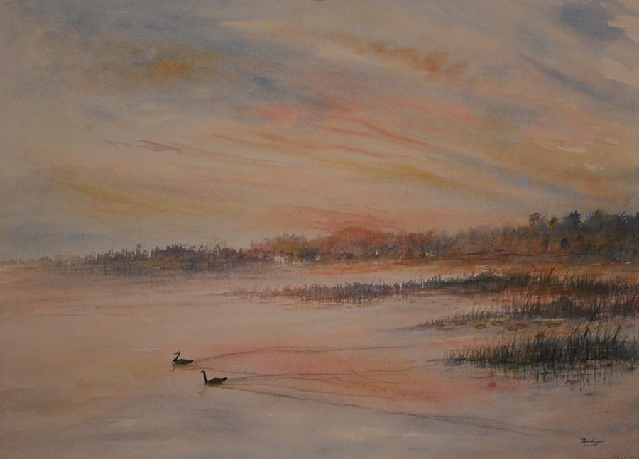 Canadian Geese at Sunset Painting by Ben Kiger