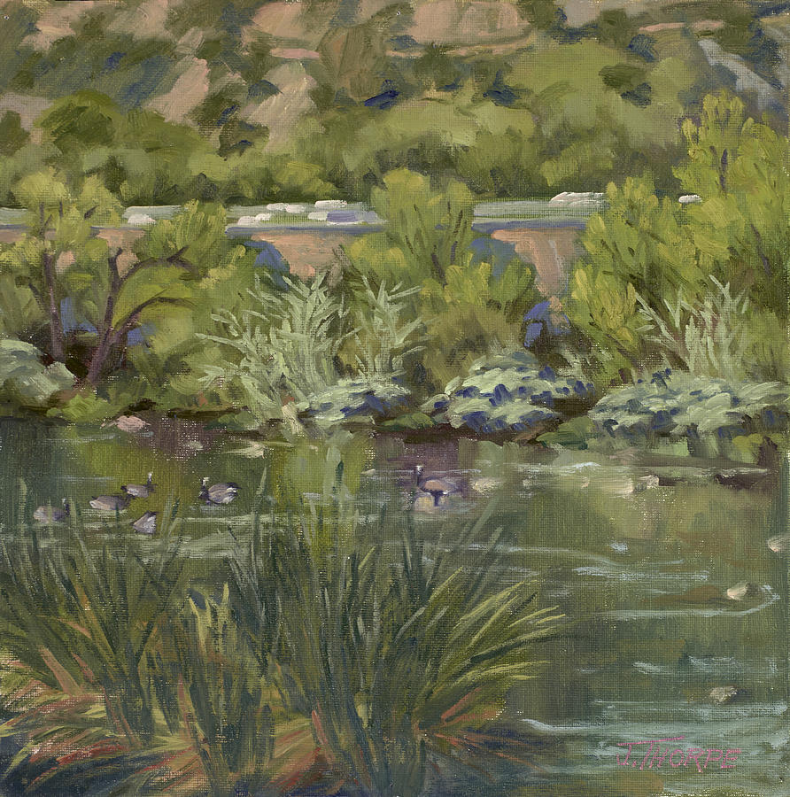 Canada Geese LA River Painting by Jane Thorpe