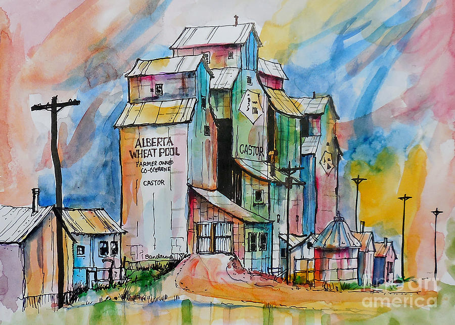 Canadian Grain Elevators Painting by Terry Banderas