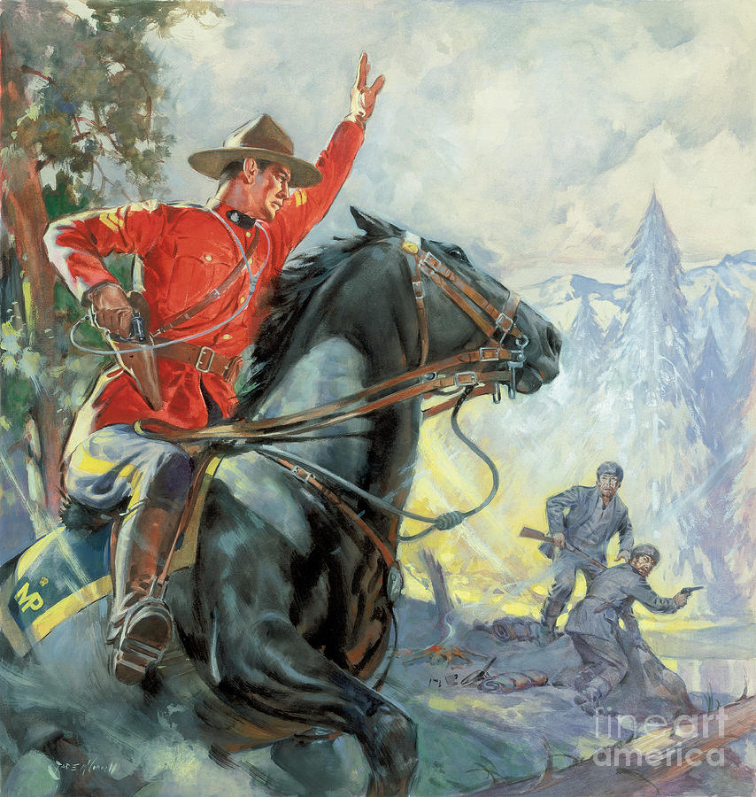 Mountain Painting - Canadian Mounties by James Edwin McConnell