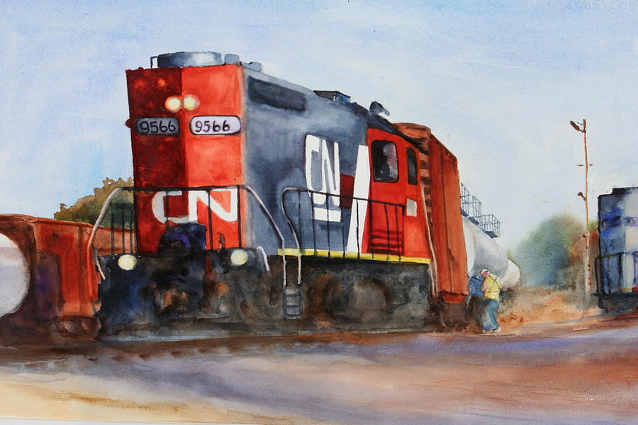 Canadian National engine Painting by Bobby Walters