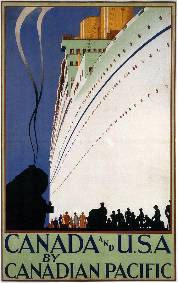 Canadian Pacific - Canada And Usa - Shipliner - Retro Travel Poster - Vintage Poster Mixed Media