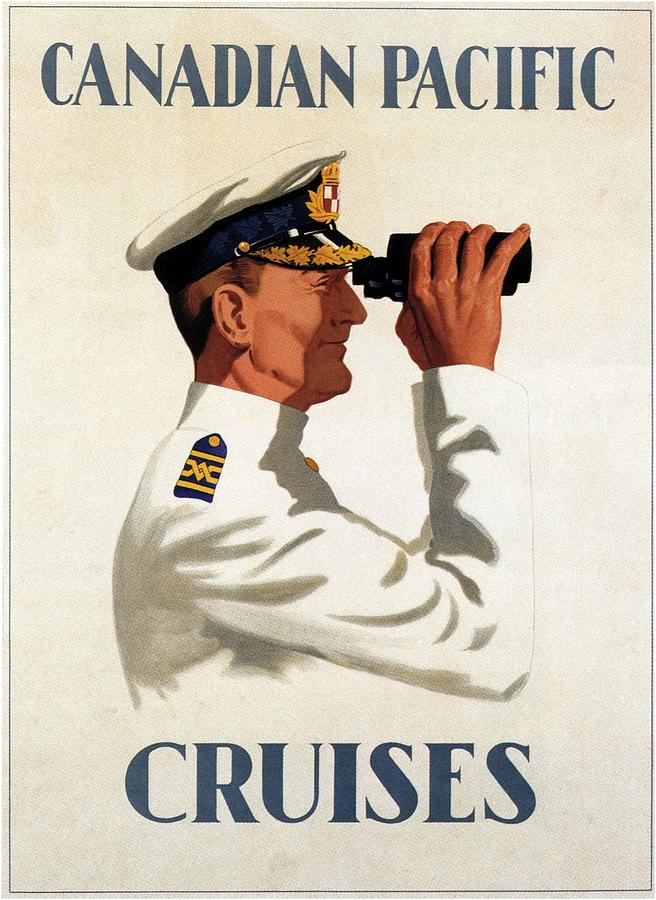 Vintage Mixed Media - Canadian Pacific - Cruises - Sailor With Binocular - Retro travel Poster - Vintage Poster by Studio Grafiikka