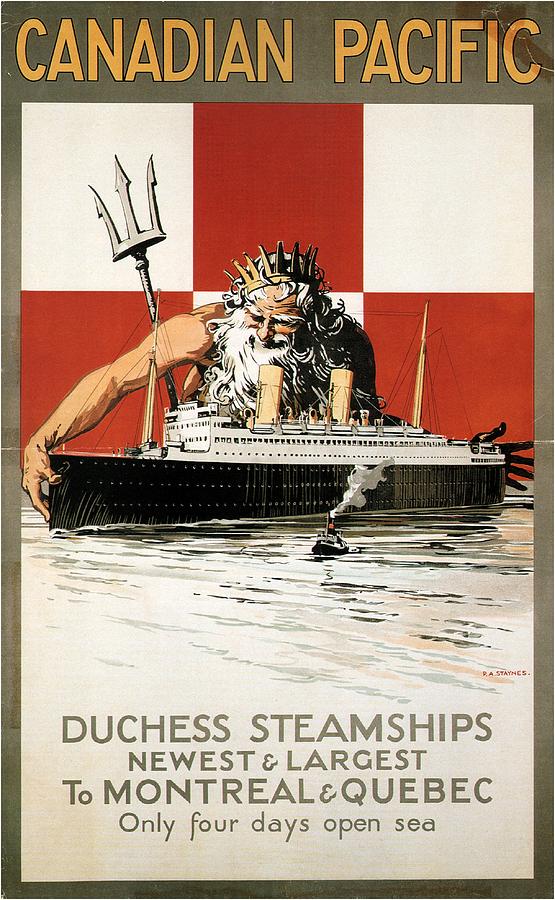Canadian Pacific - Duchess Steamships - Poseidon - Retro travel Poster - Vintage Poster Mixed Media by Studio Grafiikka