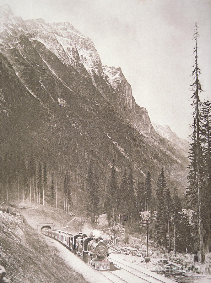 Mountain Photograph - Canadian Pacific Railway Train by Canadian School