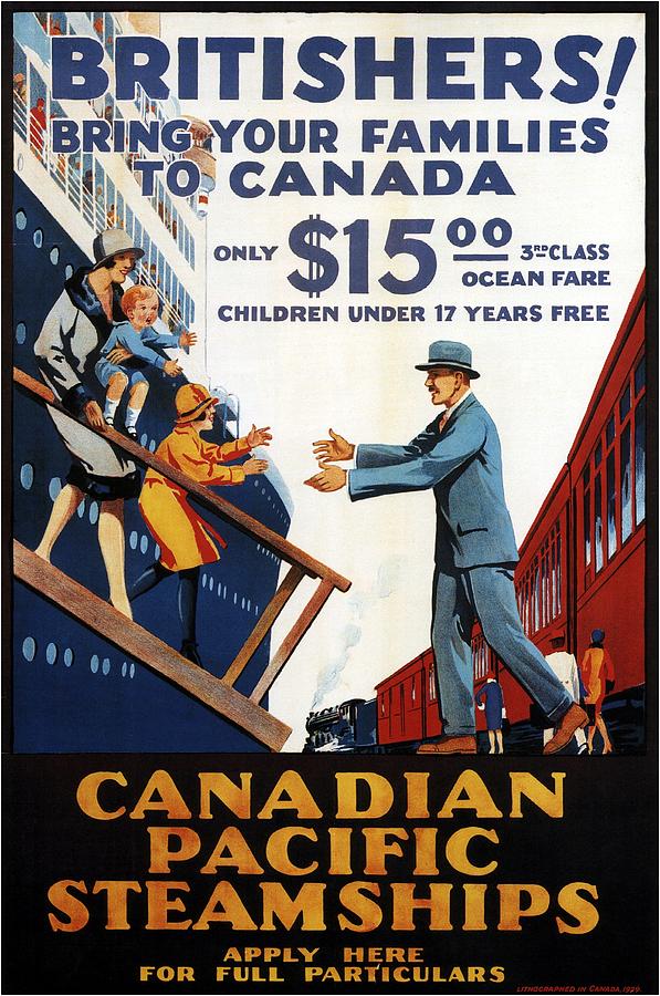 Canadian Pacific Steamships - Britishers - Retro travel Poster - Vintage Poster Mixed Media by Studio Grafiikka