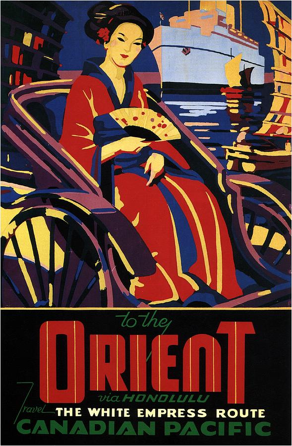 Canadian Pacific to the Orient - The White Empress Route - Retro travel Poster - Vintage Poster Mixed Media by Studio Grafiikka