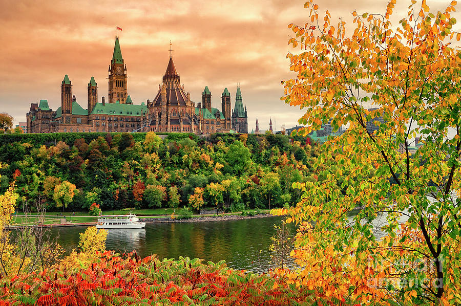 Canadian Parliament Hill in Autumn Photograph by Charline Xia