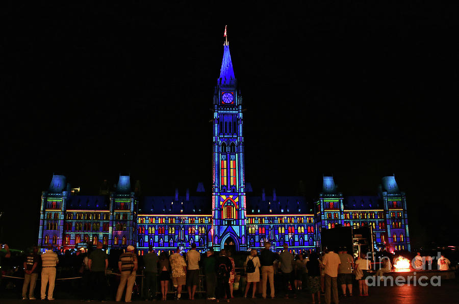 Canadian Parliament Light Show Photograph by Charline Xia
