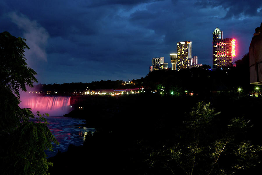 Canadian view Niagara Falls at night Photograph by Jeff Folger