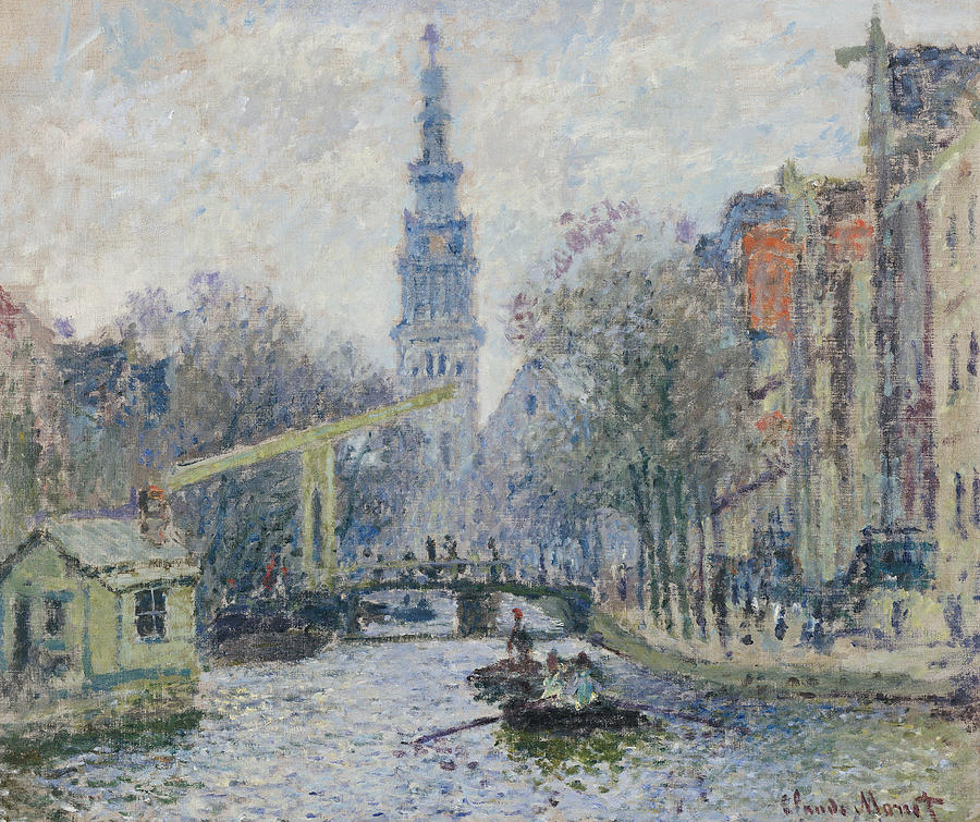 Canal Amsterdam Painting by Claude Monet
