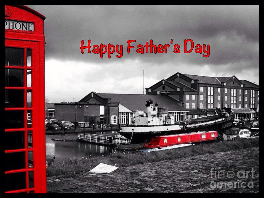 Canal Boats Fathers Day Greeting Photograph by Joan-Violet Stretch