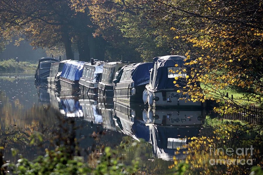 Canal Boats Wey canal Surrey Photograph by Julia Gavin