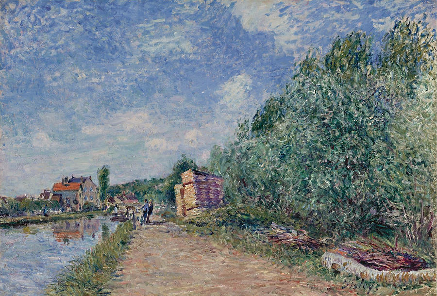 Canal du Loing-Chemin de Halage Painting by Alfred Sisley