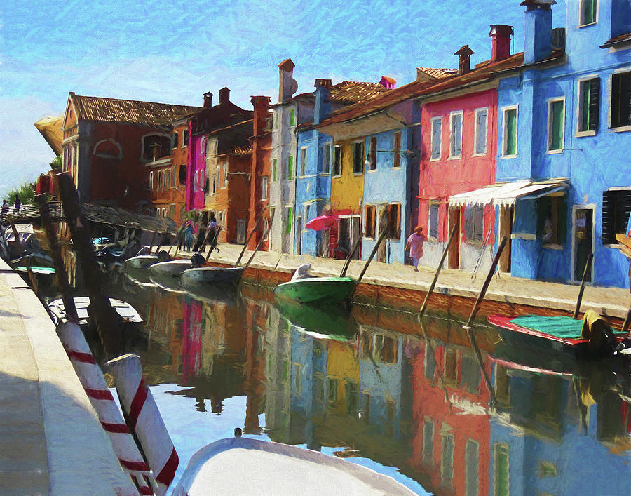 Canal Houses Burano Italy Digital Art by Helaine Cummins