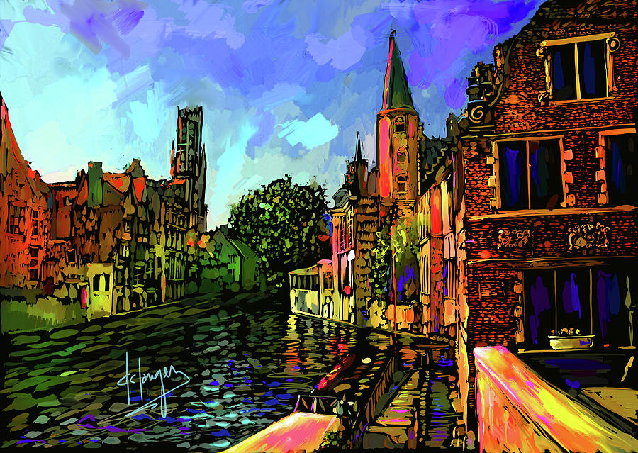 Canal in Bruges Painting by DC Langer