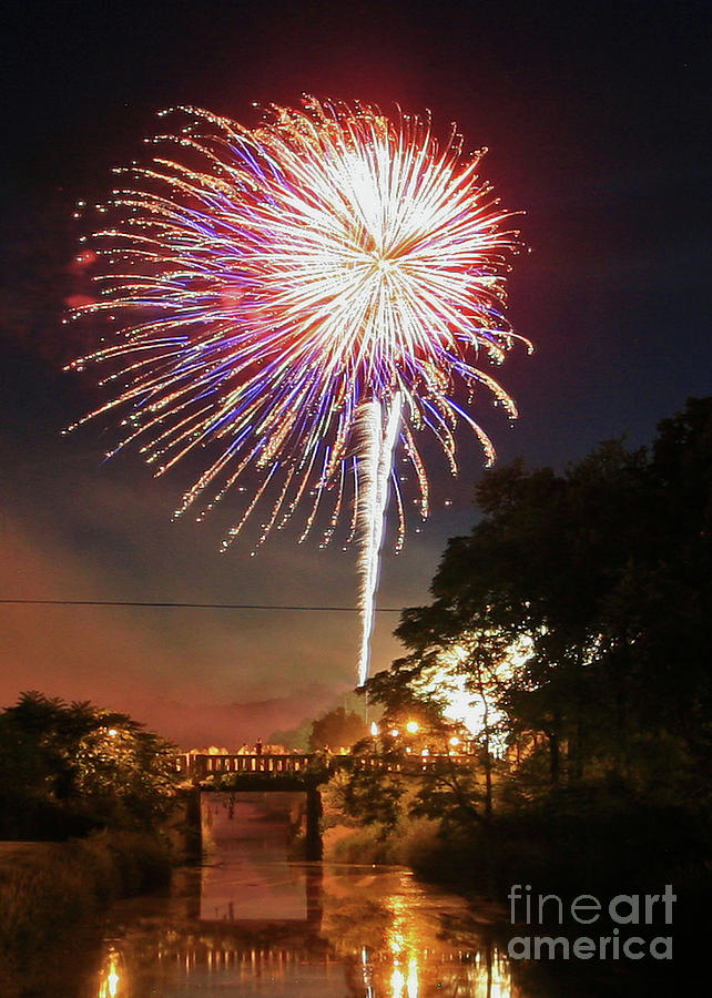 Canal View of Fire Works Photograph by Paula Guttilla Canal View of Fire Works Photograph by Paula Guttilla