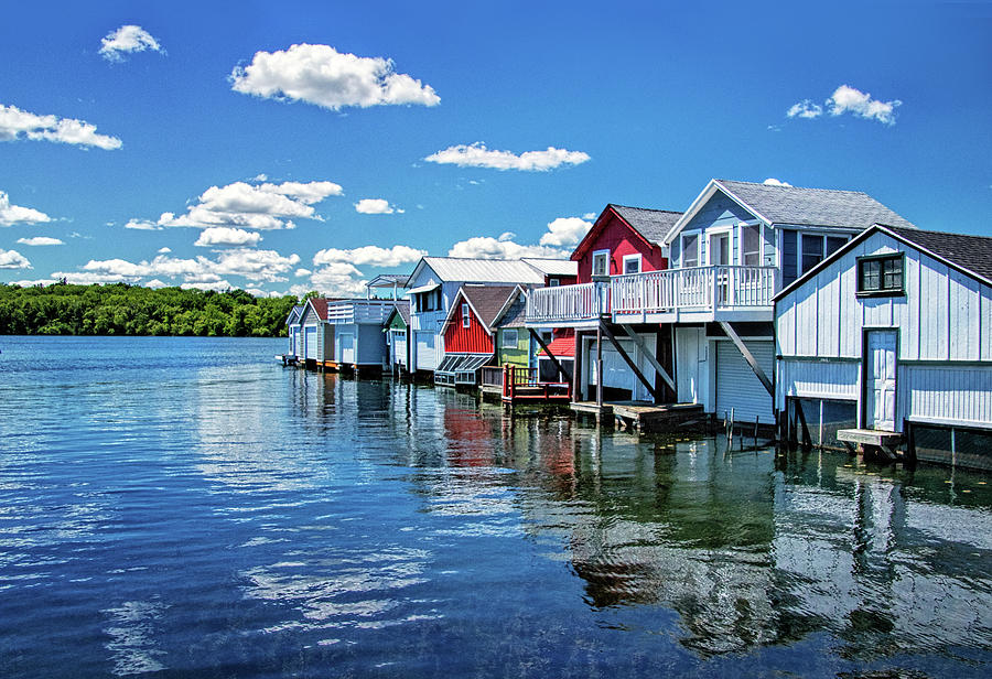 Summer Photograph - Canandaigua Boathouses by Carolyn Derstine