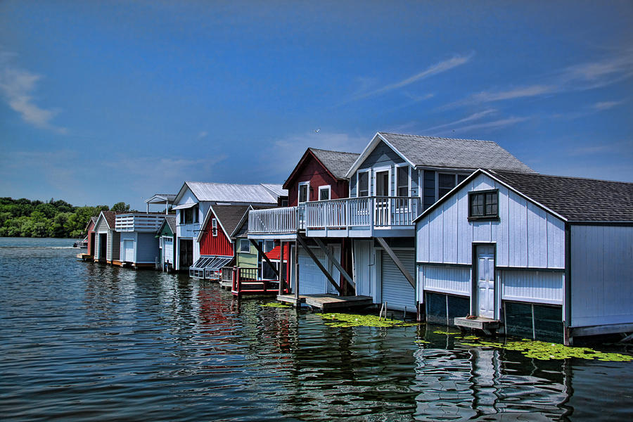 Canandaigua lake boat houses Photograph by Gerald Salamone