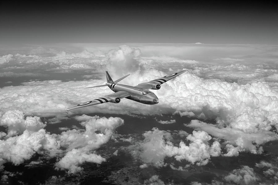 Canberra over the Med black and white version Photograph by Gary Eason