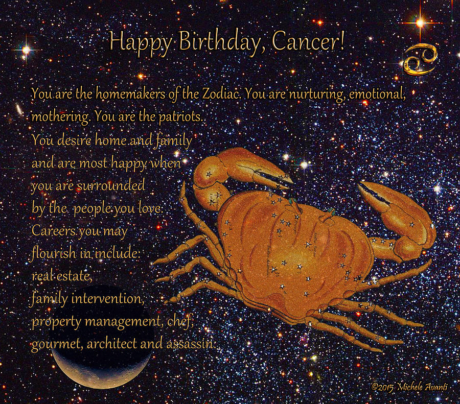 Cancer Birthday Zodiac Astrology Mixed Media by Michele Avanti - Pixels