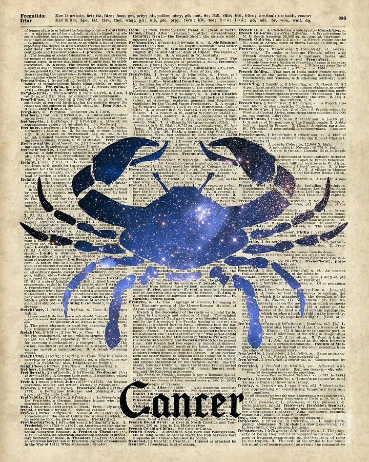 Space Digital Art - Cancer Crab Zodiac Sign  by Anna W