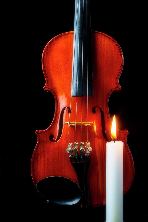 Candle and Violin Photograph by Garry Gay