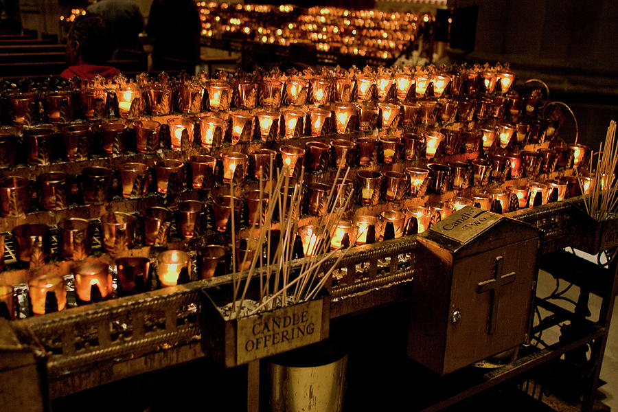 New York City Photograph - Candle Offerings St. Patrick Cathedral by Lorraine Devon Wilke