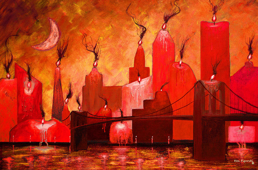 Abstract Painting - Candleopolis Fire Kingdom by Ken Figurski