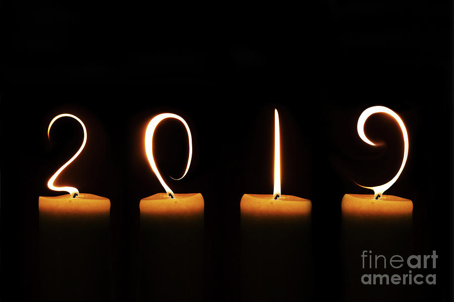 2019 Digital Art - Candles New Year Card by Delphimages Photo Creations 2019 Digital Art - Candles New Year Card by Delphimages Photo Creations