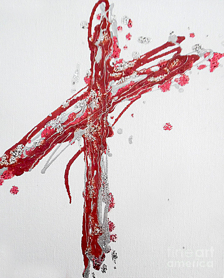 Candy-cane Cross Painting by Jilian Cramb - AMothersFineArt
