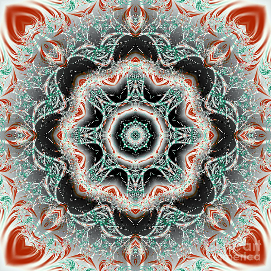 Candy Cane Fractal Mandala Digital Art