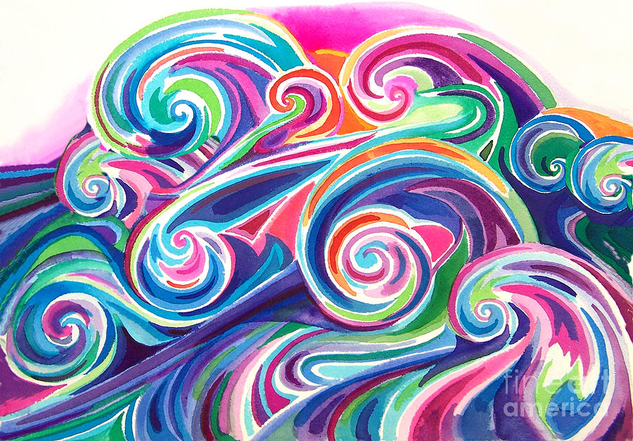 Candy colored wave sunset Painting by Priscilla Batzell Expressionist Art Studio Gallery
