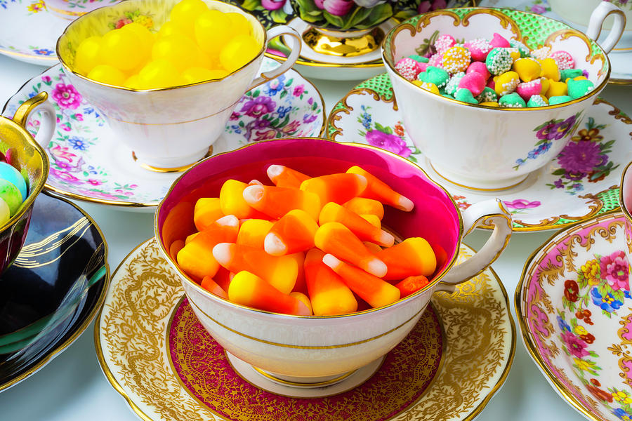 Candy In Tea Cups Photograph by Garry Gay