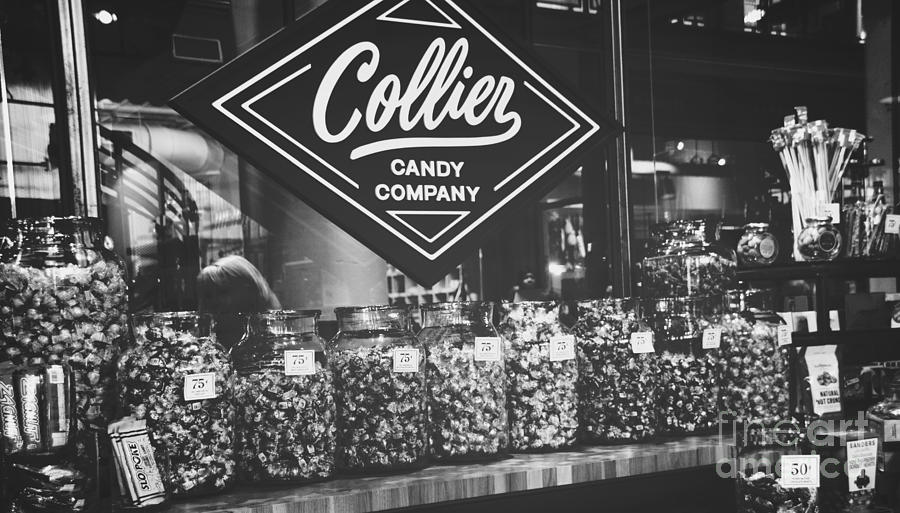 Candy Store- Ponce City Market - black and white Photograph by Adrian De Leon Art and Photography