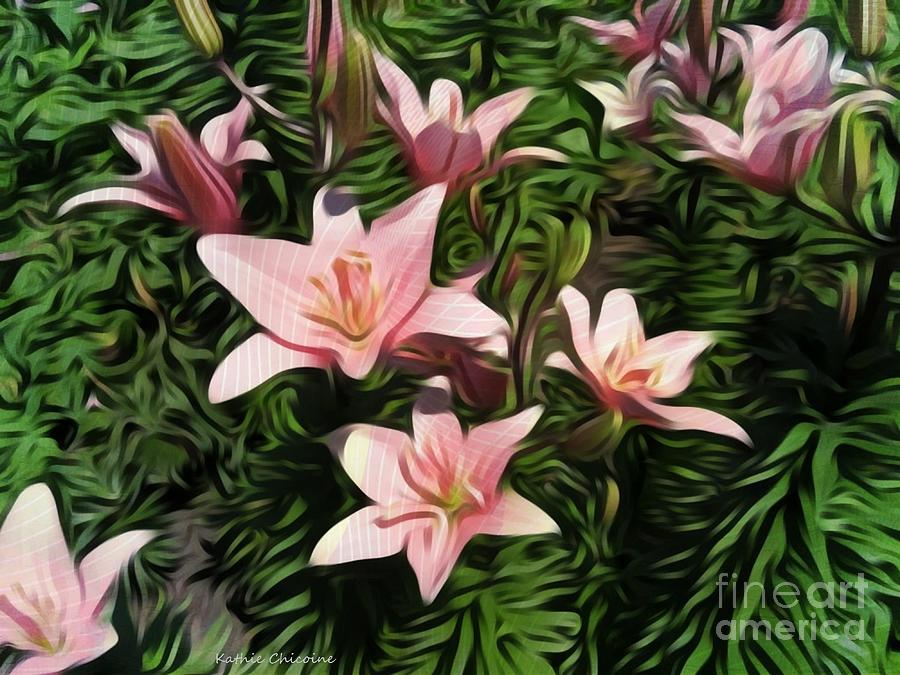 Candy-Striped Day Lilies Photograph by Kathie Chicoine