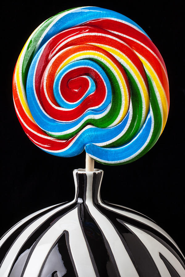Candy Photograph - Candy sucker in vase by Garry Gay