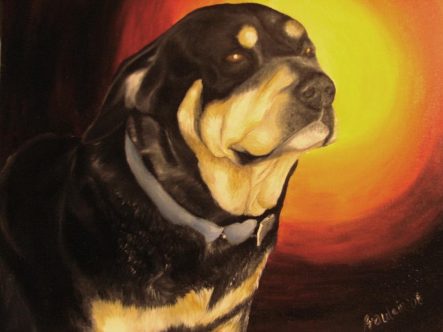 Animal Portrait Painting - Canine Vision by Glory Fraulein Wolfe Animal Portrait Painting - Canine Vision by Glory Fraulein Wolfe