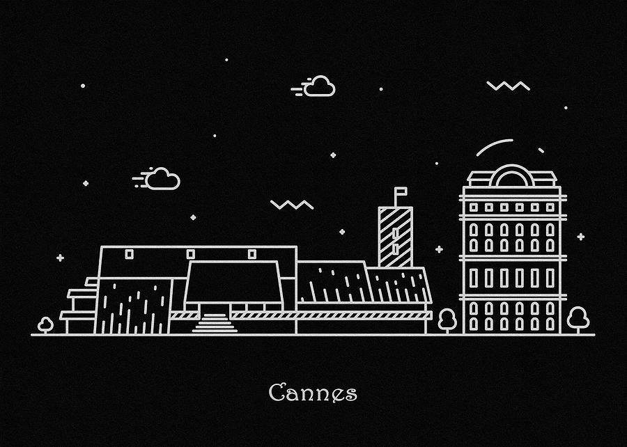 Cannes Skyline Travel Poster Drawing by Inspirowl Design