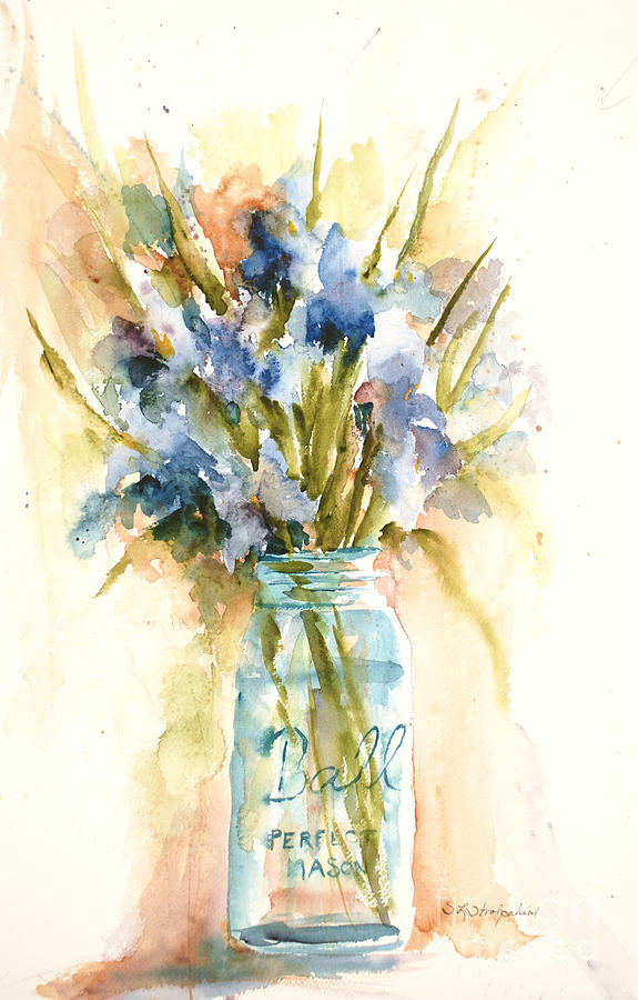 Canning Irises Painting by Sandra Strohschein