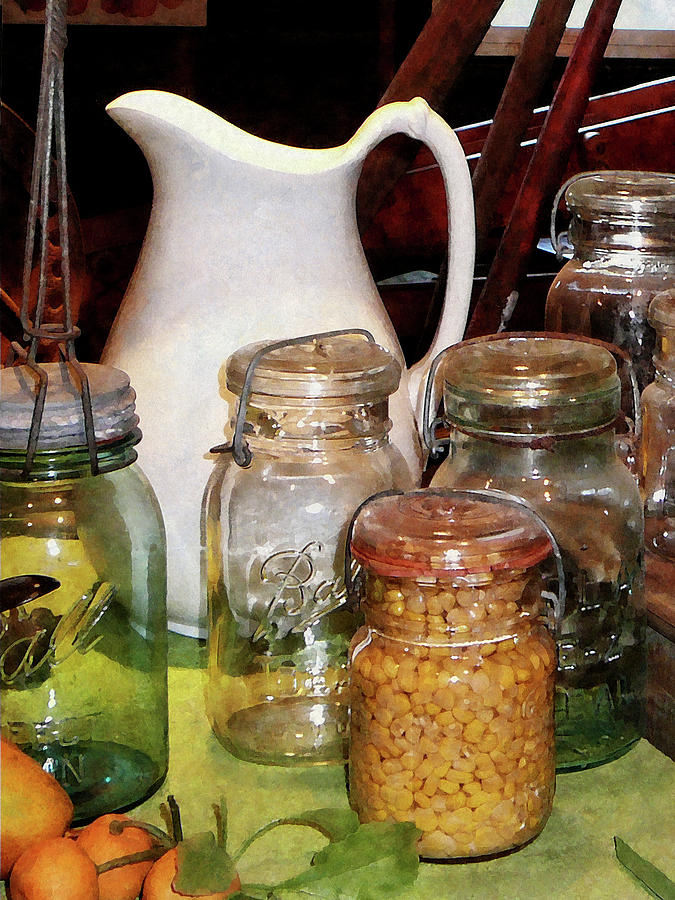 Corn Photograph - Canning Jar With Corn by Susan Savad